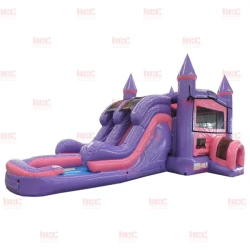 modular bt princess combo double lane inflated pool wet dry Left 3 Princess Castle Wet Slide