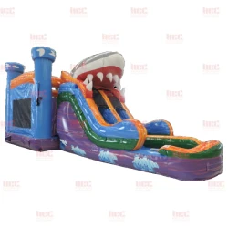 shark marble combo double lane inflated pool wet dry Right 177681 3 Shark Combo Wet Slide