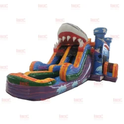 shark marble combo double lane inflated pool wet dry S Left 17768 1 Shark Combo Wet Slide