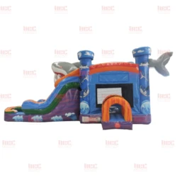 shark marble combo double lane inflated pool wet dry Side 1776815 1 Shark Combo Dry Slide