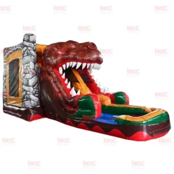 t rex combo double lane inflated pool wet dry Right 1776816222 TRex Combo Dry Slide