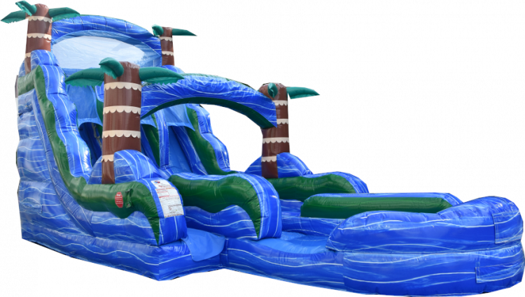 20ft Blue Hurricane Dual Lane Water Slide