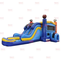 modular bt sports combo double lane inflated pool wet dry Left 17 1 Sports Combo Dry Slide